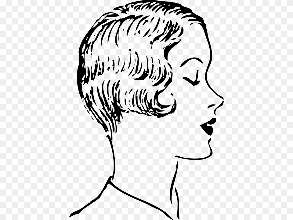 Woman Short Haircut Clipart, Gray Free Png Download