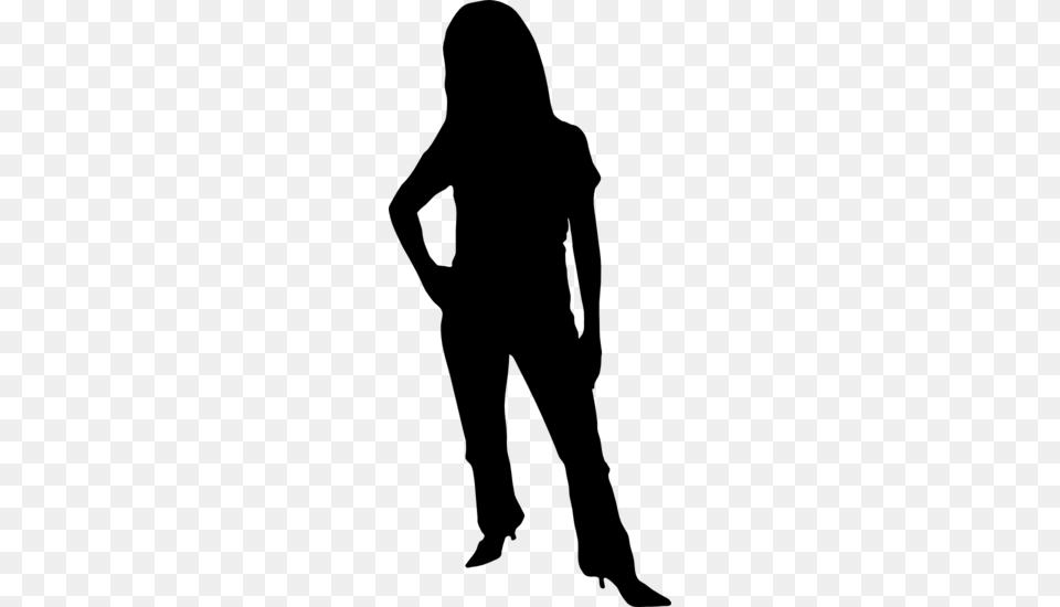 Woman Silhouette Clipart, Gray Png