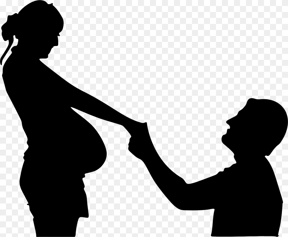 Woman Silhouette Husband Clip Art Silhouette Man And Woman Holding Hands, Gray Free Transparent Png