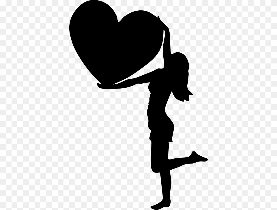 Woman Silhouette With Heart, Stencil, Person Free Transparent Png