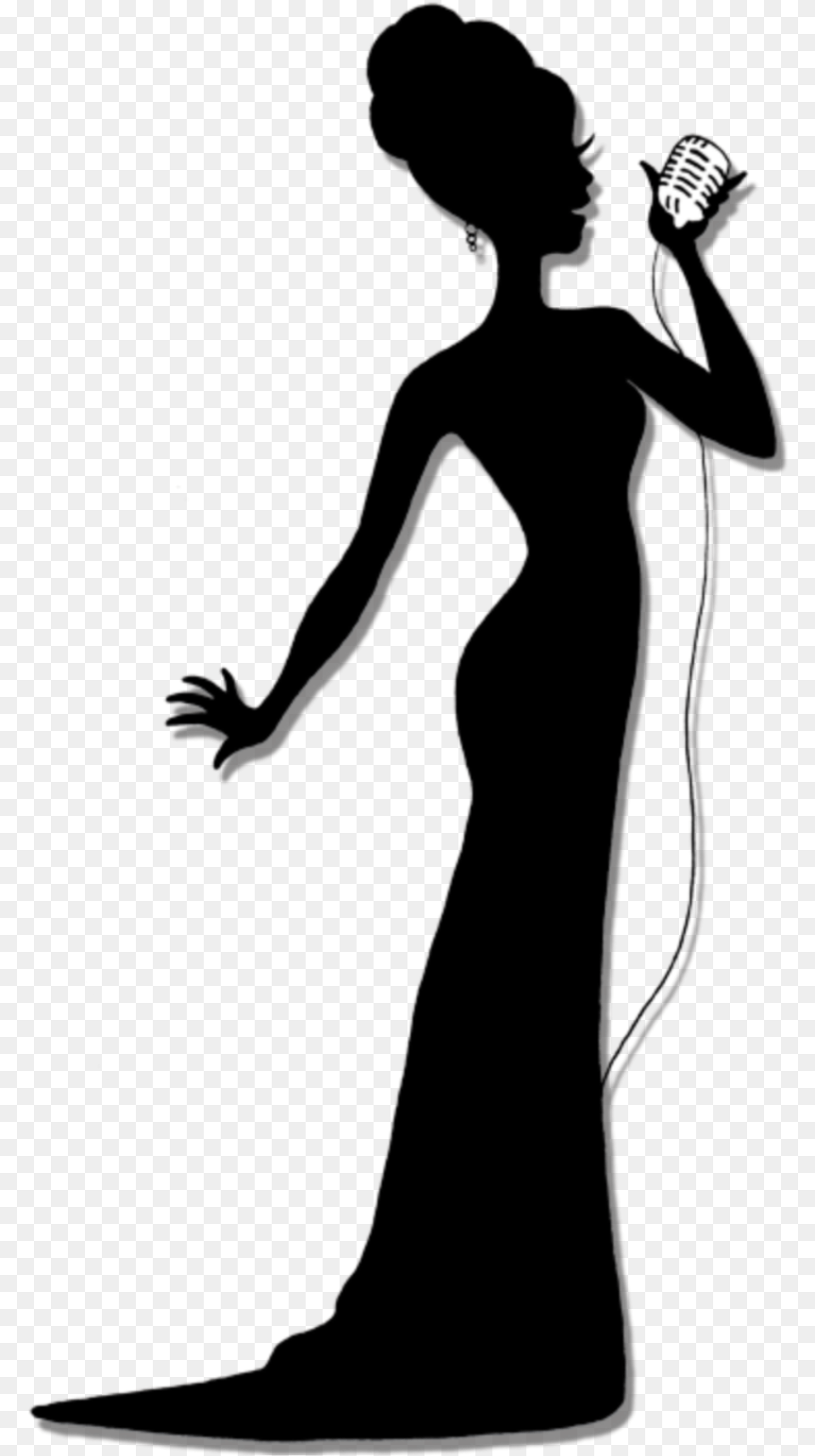 Woman Singer Silhouette Female Jazz Singer Silhouette, Electrical Device, Microphone, Person, Face Png