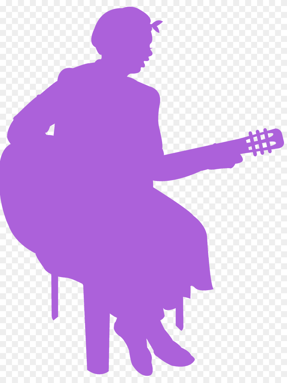 Woman Singing Silhouette, Person, Guitar, Musical Instrument, Face Free Png