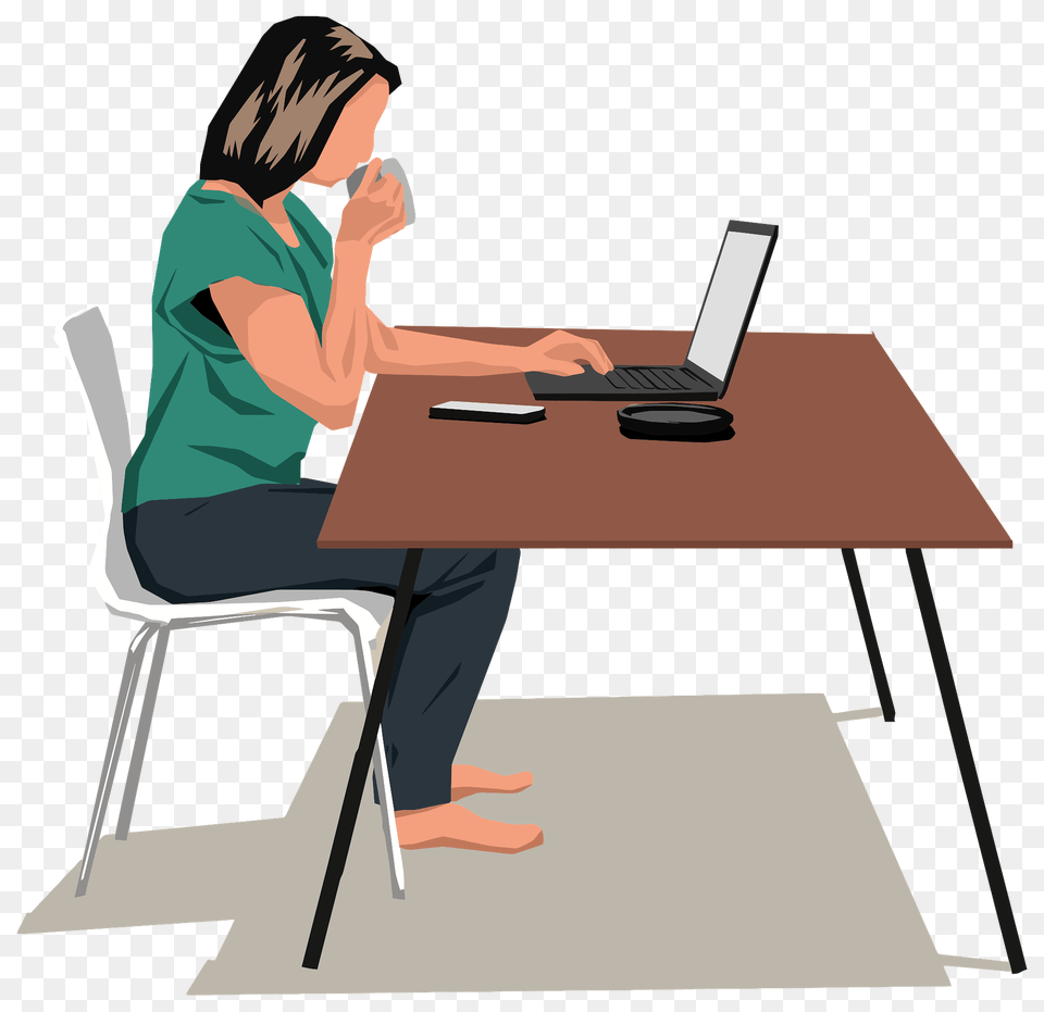 Woman Sitting, Furniture, Table, Desk, Person Png