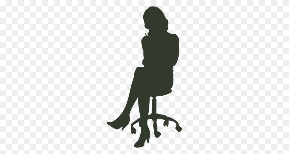 Woman Sitting Chair Working, Silhouette, Person, Head Free Transparent Png