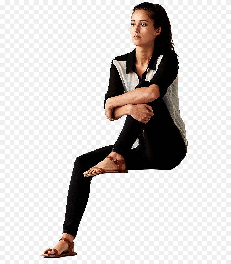 Woman Sitting Cutout People People People, Sandal, Person, Long Sleeve, Sleeve Free Transparent Png