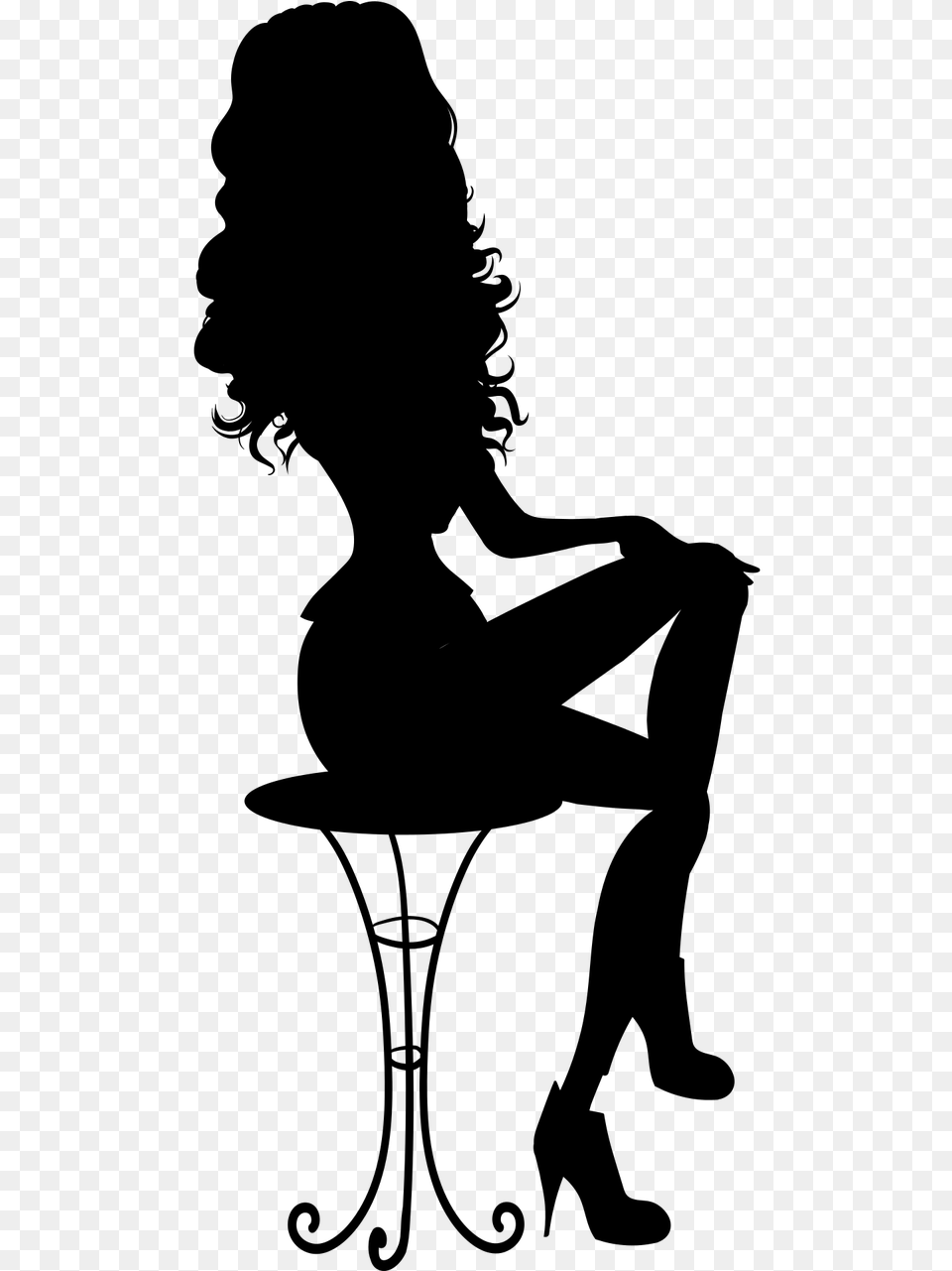 Woman Sitting Down Silhouette, Gray Free Transparent Png