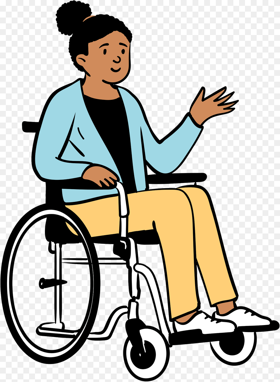 Woman Sitting In A Wheelchair Clipart, Chair, Furniture, Person, E-scooter Free Png