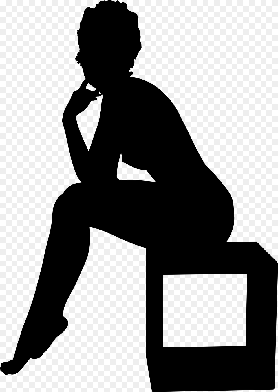 Woman Sitting On A Box Icons, Gray Png Image