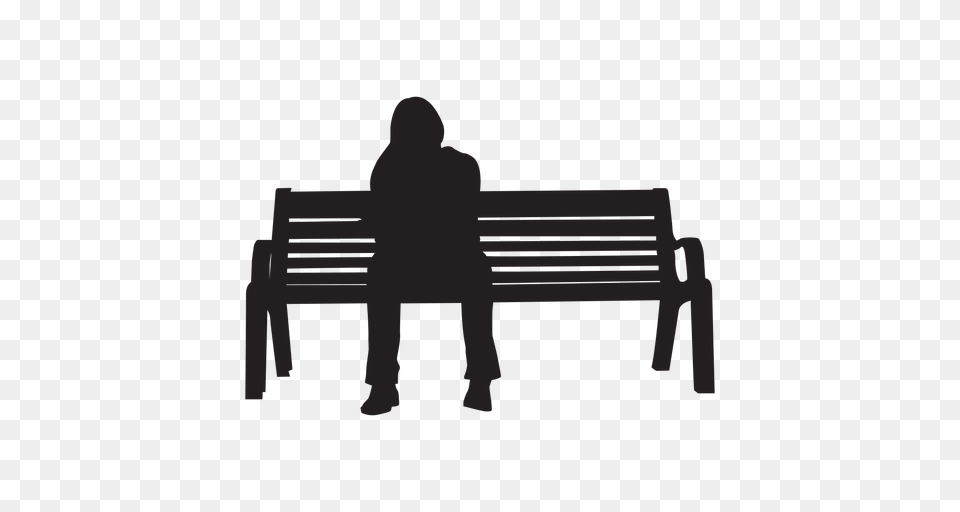 Woman Sitting On Bench Silhouette, Furniture, Adult, Male, Man Free Png