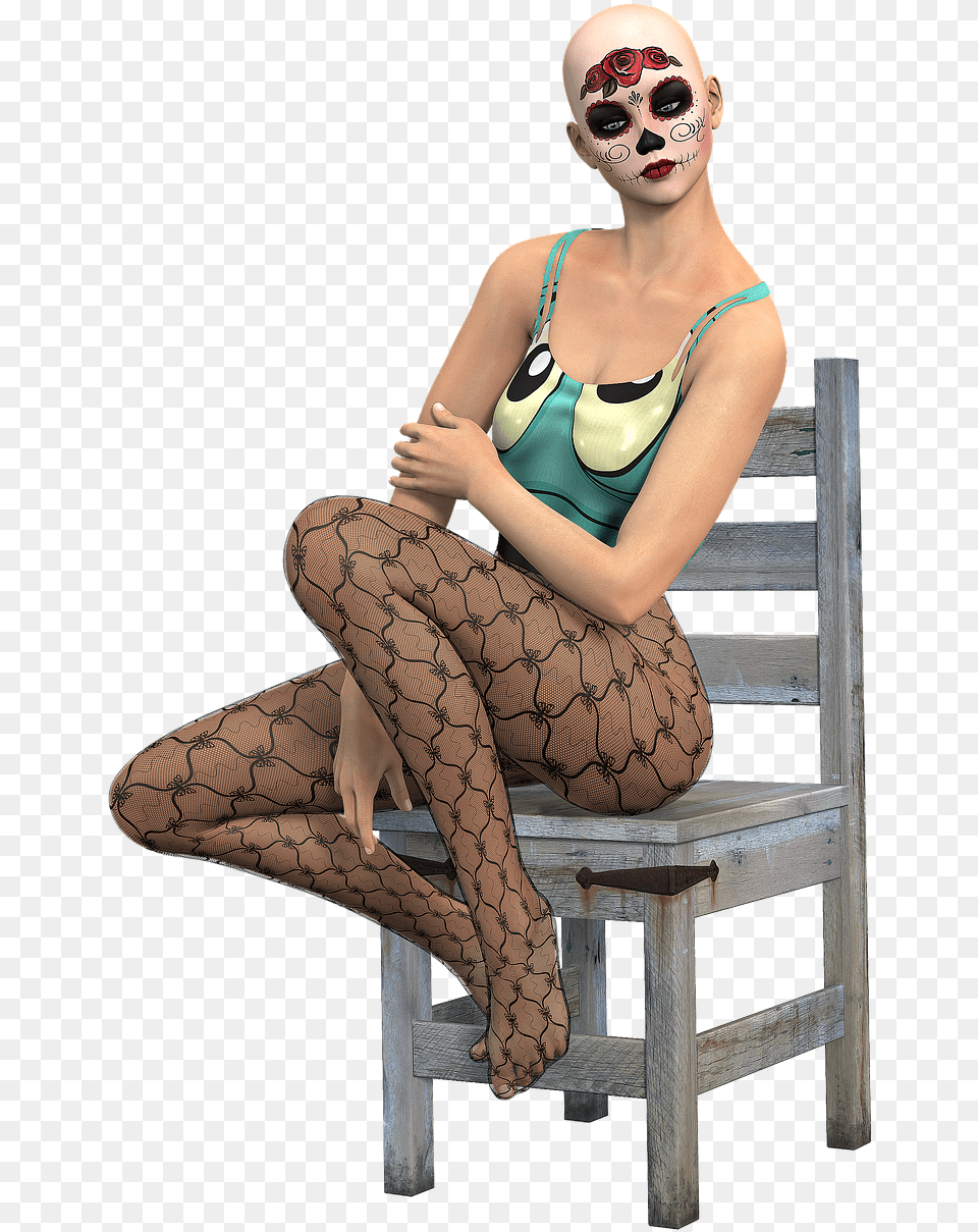 Woman Sitting On Chair Download Fishnet Stockings Sit, Adult, Person, Female, Pantyhose Png Image