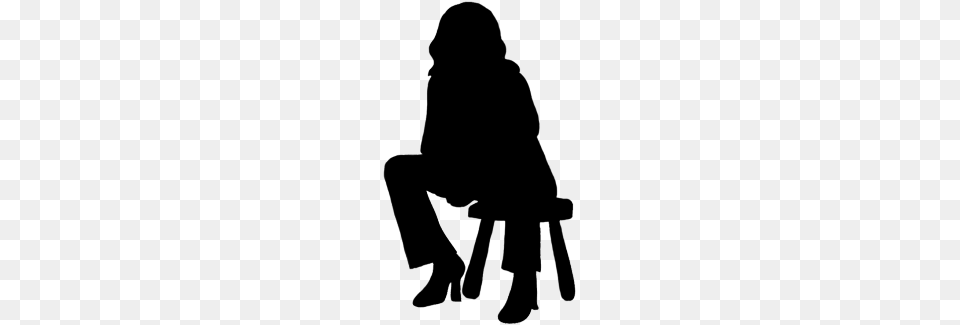 Woman Sitting On Stool Woman Sitting Down Silhouette, Adult, Female, Person, Clothing Png Image