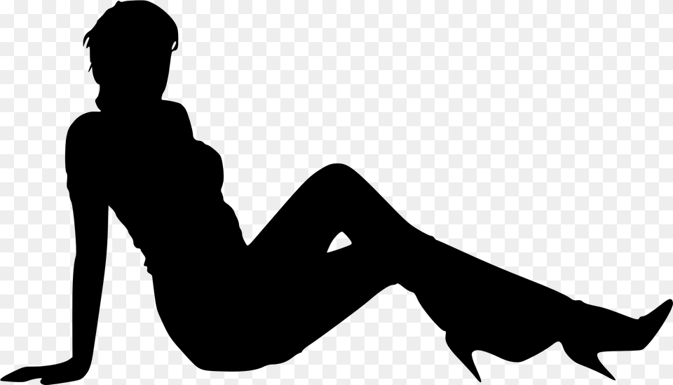 Woman Sitting Silhouette, Gray Free Png