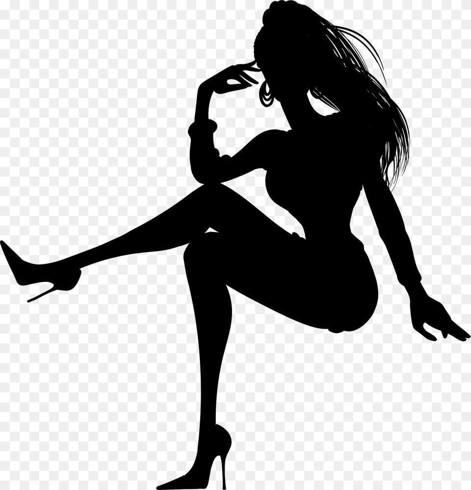 Woman Sitting Silhouette Black Woman Silhouette, Gray Free Transparent Png