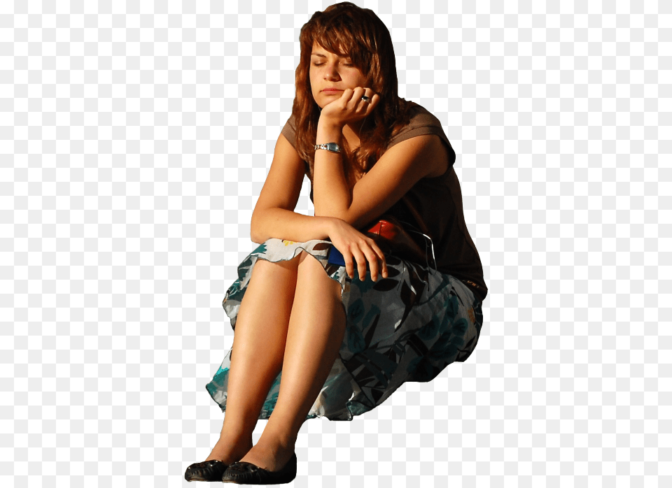 Woman Sitting Waiting Looking Bored In Late Afternoon Sit Down Girl, Person, Adult, Female, Jewelry Free Transparent Png