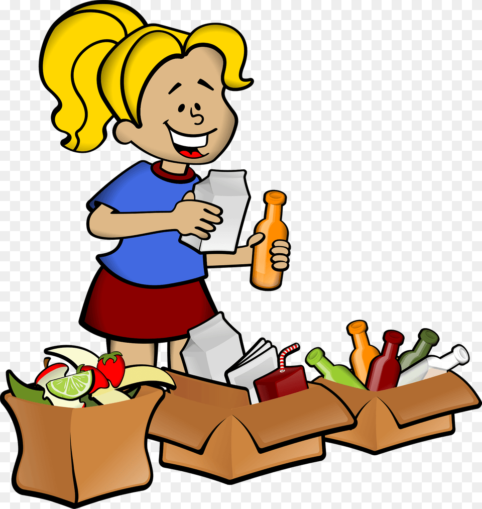 Woman Sorting Recycling Materials Into Boxes Clipart, Produce, Plant, Fruit, Food Png