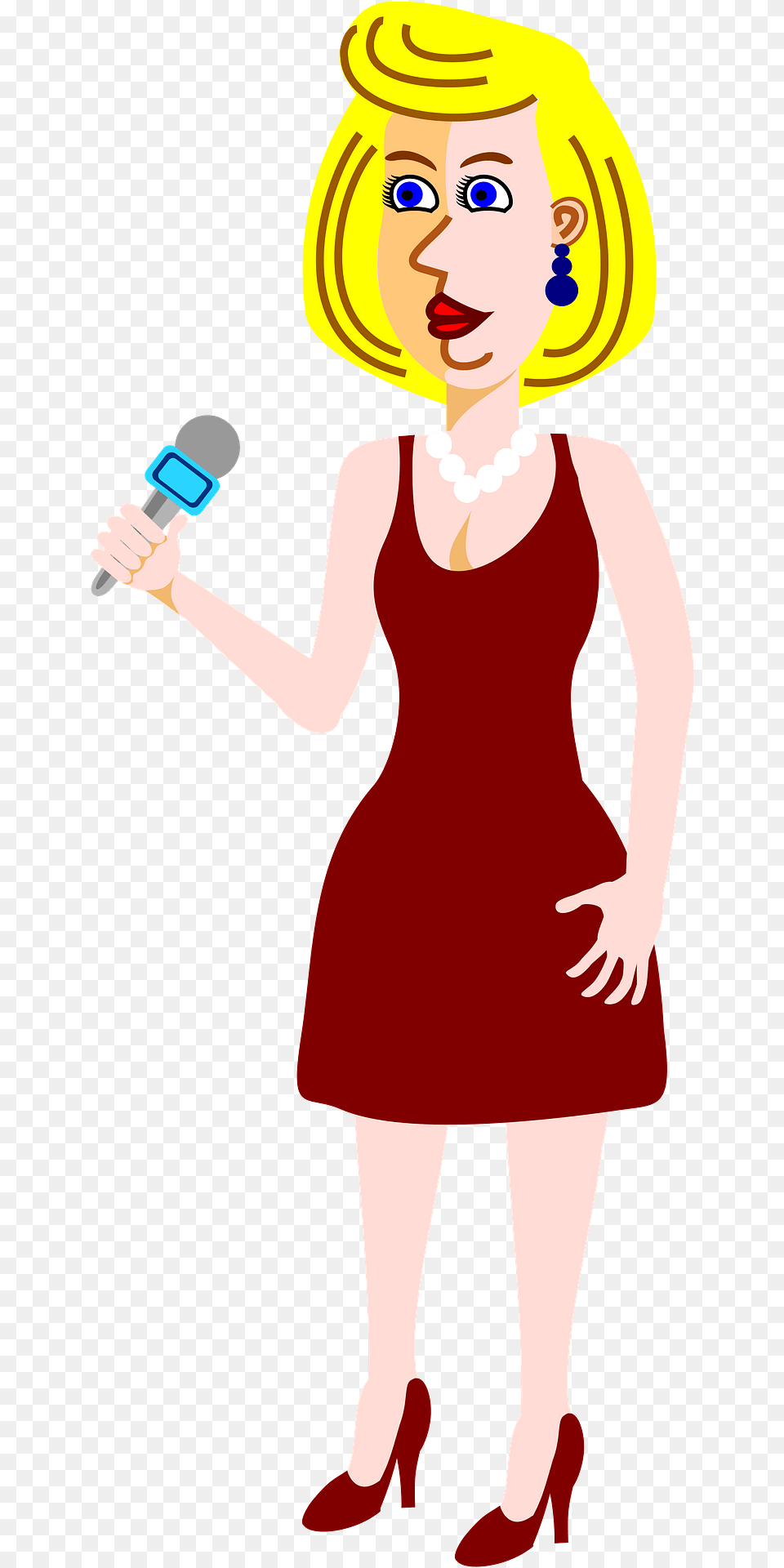 Woman Speaking Into A Microphone Clipart, Person, Face, Head, Cleaning Png Image
