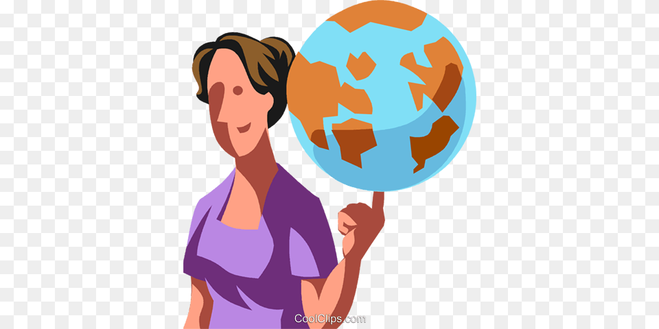 Woman Spinning The World On Her Finger Royalty Vector Clip, Adult, Sphere, Person, Female Png Image