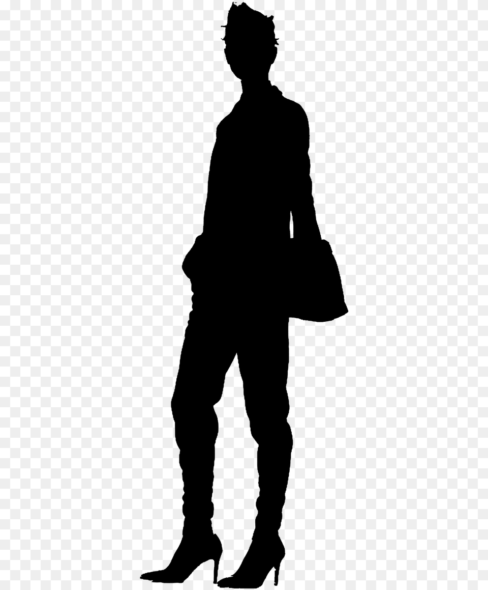 Woman Stand Fashion Lady Picture Woman Silhouette Stand, Gray Free Transparent Png