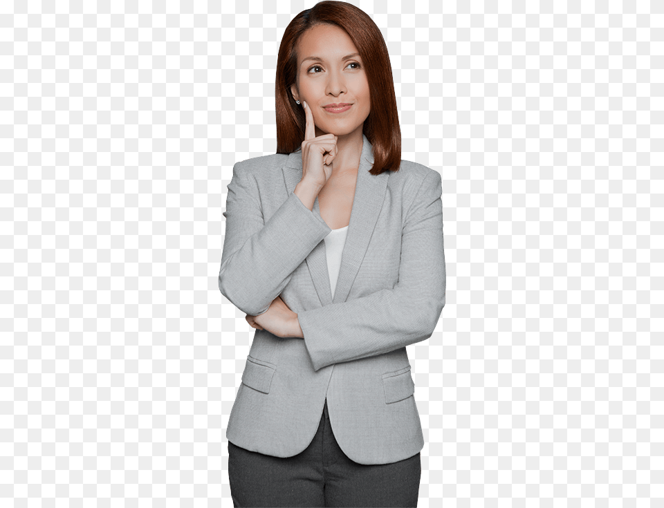 Woman Standing And Thinking Businessperson, Adult, Suit, Person, Jacket Free Transparent Png
