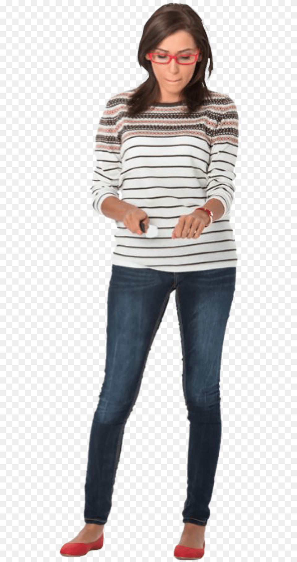 Woman Standing Cutting Woman Standing People Folk Cardigan, Pants, Clothing, Sleeve, Person Free Png Download