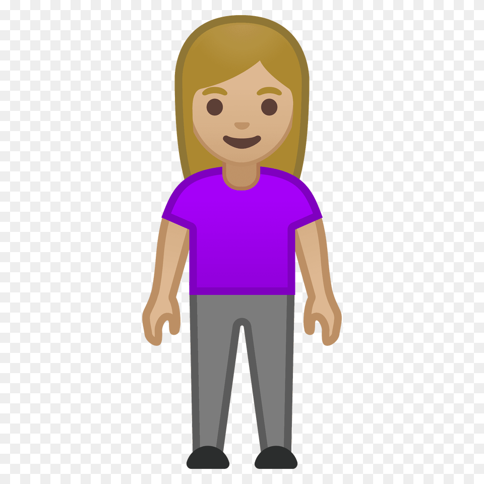 Woman Standing Emoji Clipart, Clothing, T-shirt, Person, Pants Png Image