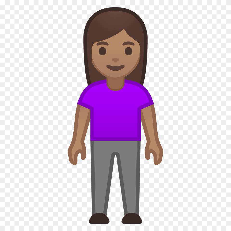 Woman Standing Emoji Clipart, Clothing, T-shirt, Pants, Person Png Image