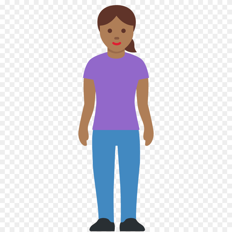 Woman Standing Emoji Clipart, T-shirt, Clothing, Person, Pants Png Image