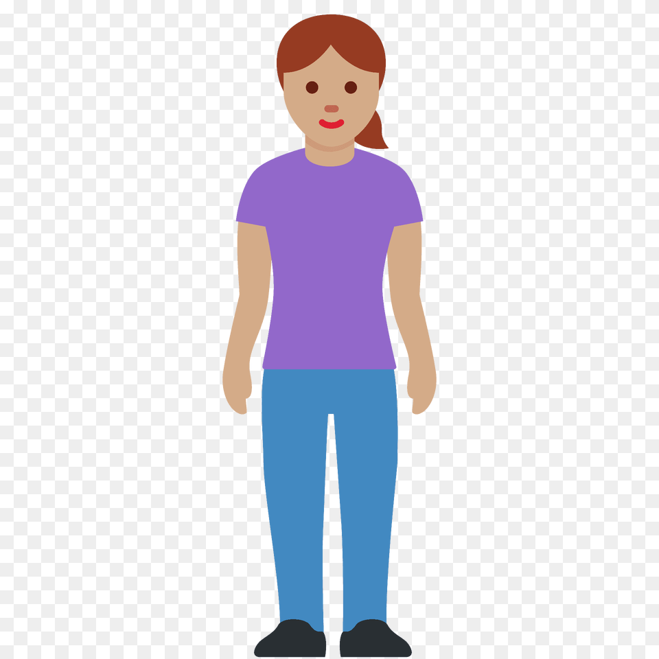 Woman Standing Emoji Clipart, T-shirt, Pants, Clothing, Person Png Image