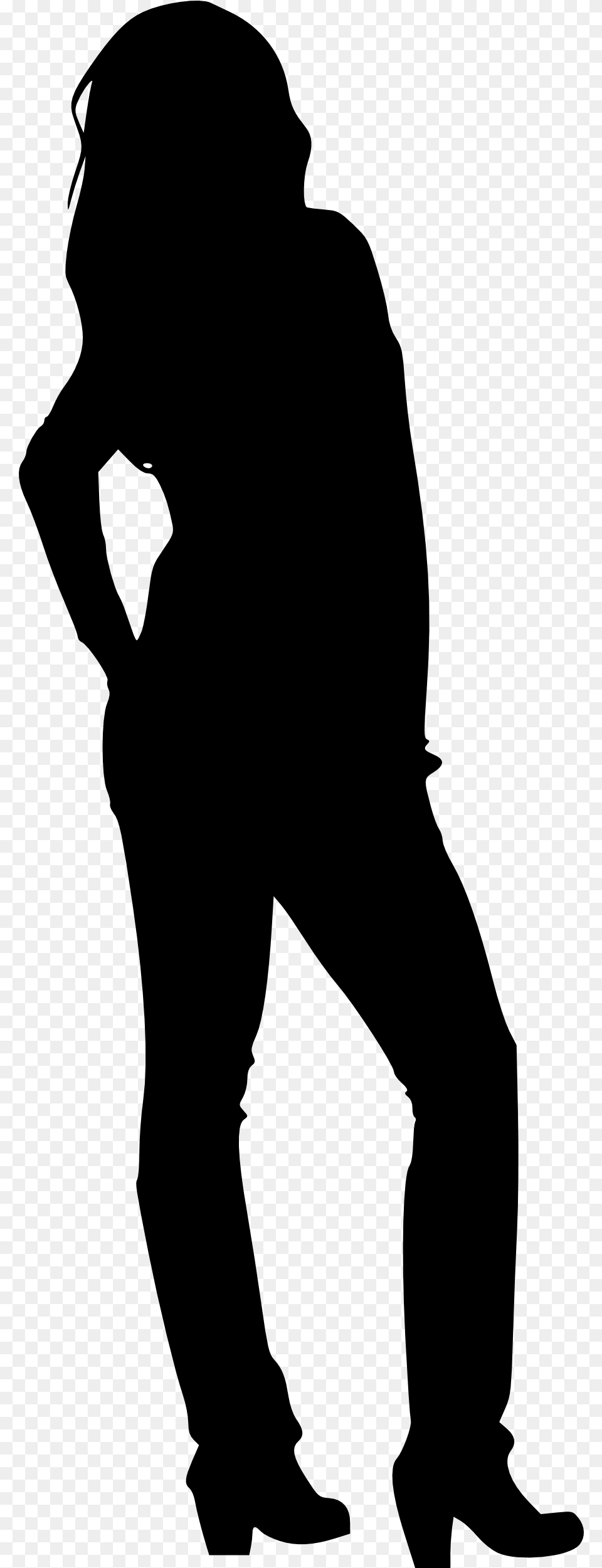 Woman Standing Silhouette, Gray Free Png