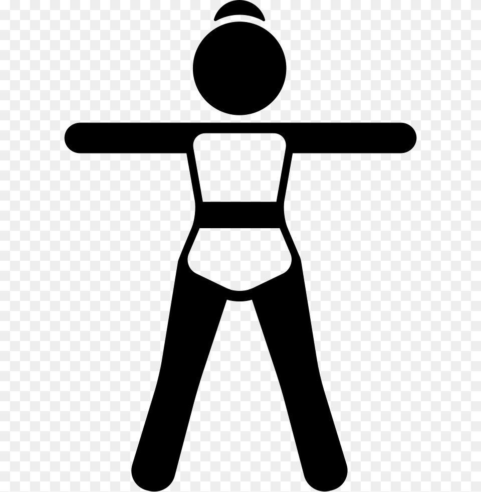 Woman Stanging Up Stretching Arms And Legs Legs Open Standing, Stencil, Silhouette Free Png Download