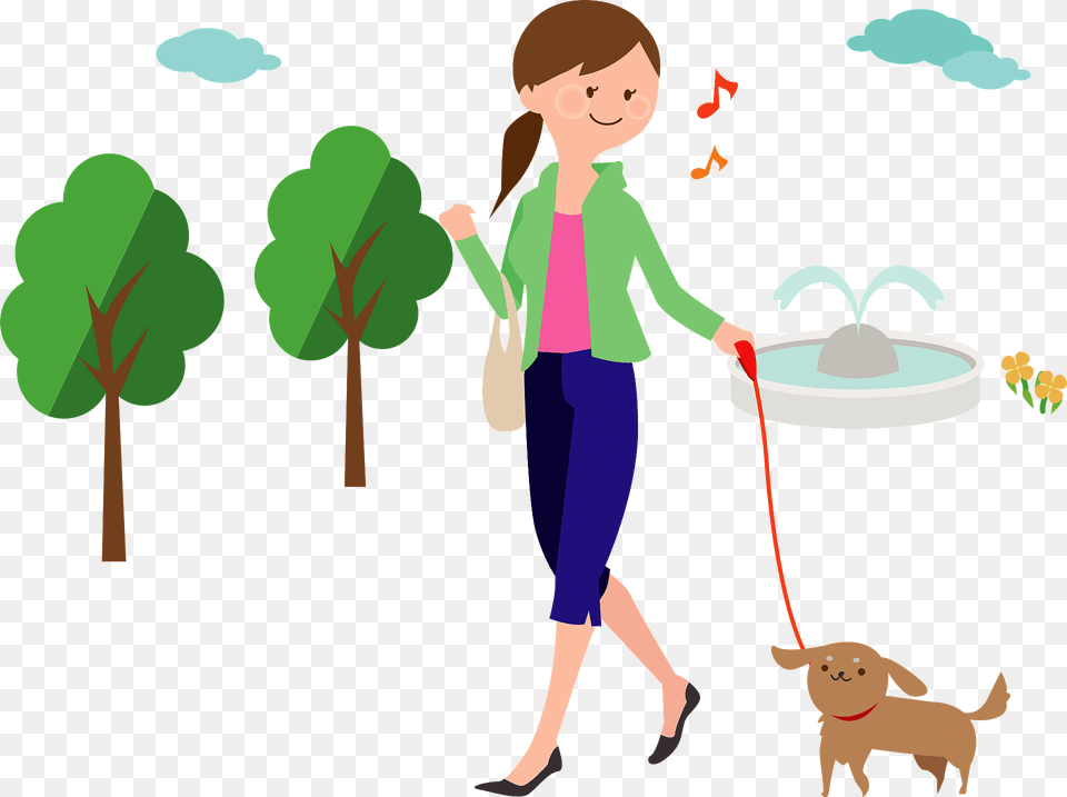 Woman Strolling With Her Dog Clipart, Person, Water, Head, Face Png