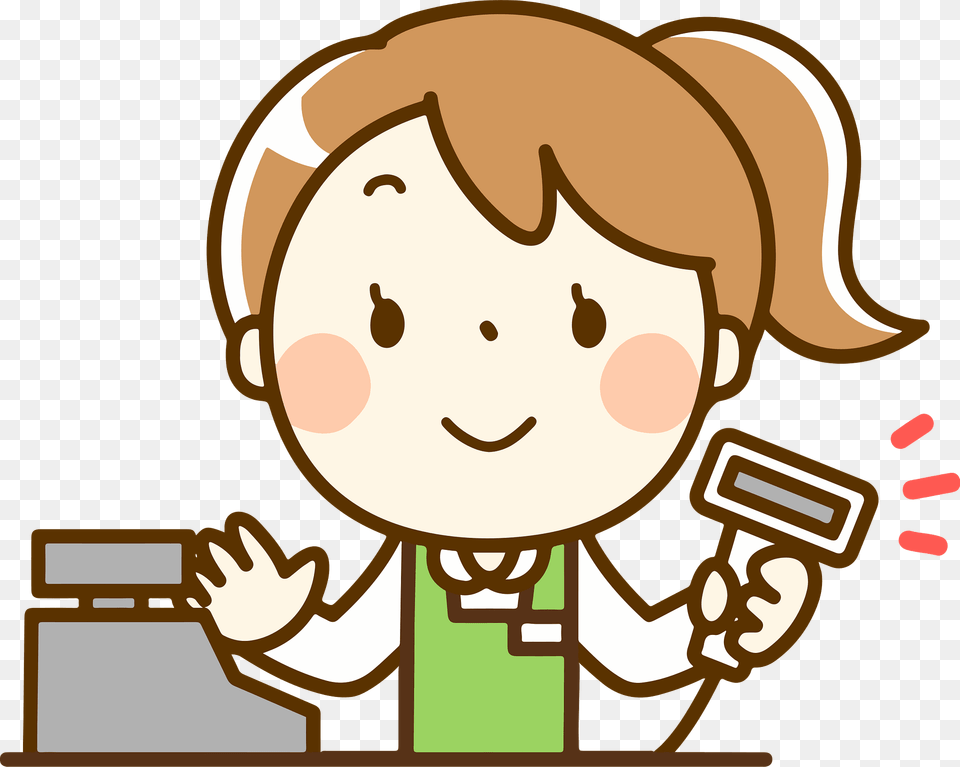 Woman Supermarket Cashier Clipart, Face, Head, Person, Cartoon Free Png