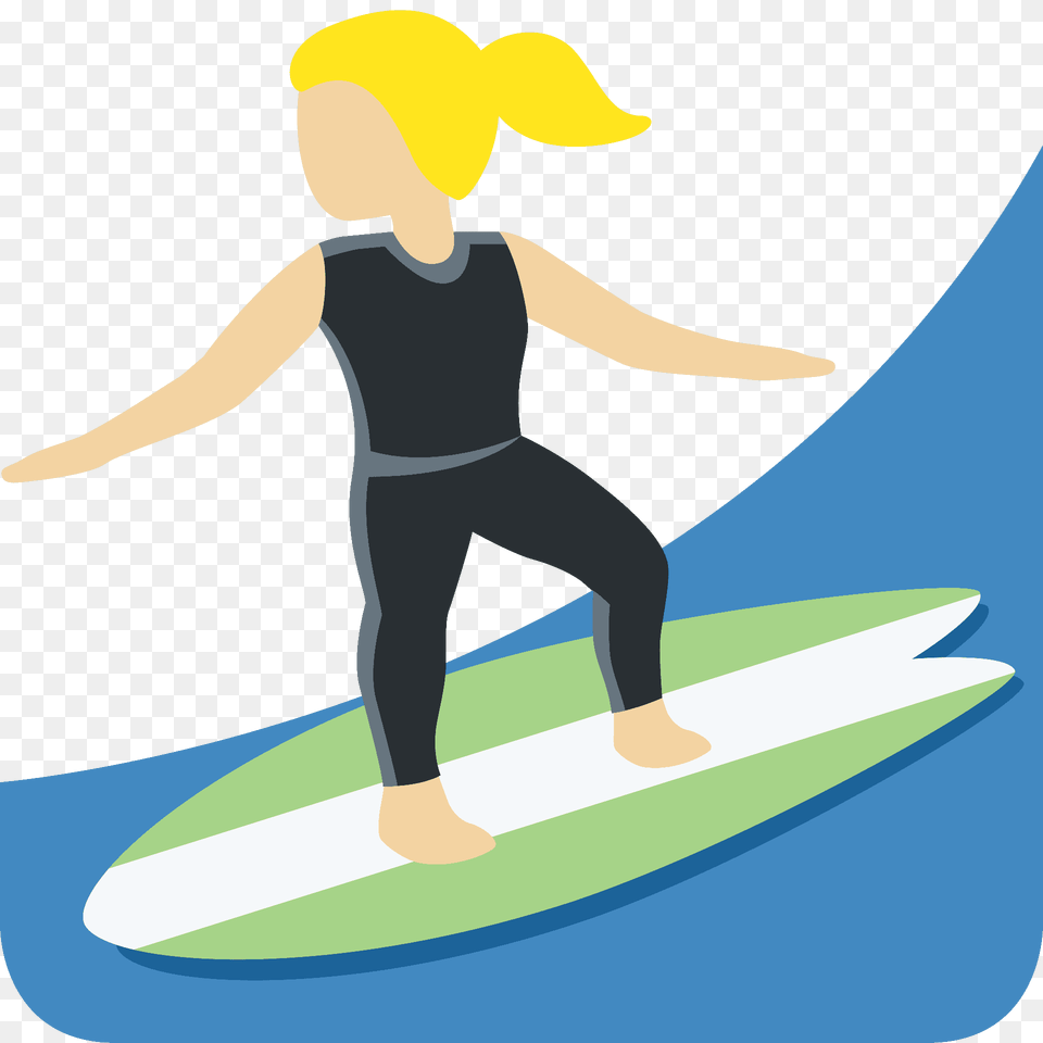 Woman Surfing Emoji Clipart, Water, Leisure Activities, Nature, Outdoors Free Png Download