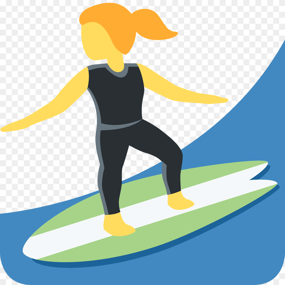 Woman Surfing Emoji Clipart, Water, Leisure Activities, Nature, Outdoors Png Image