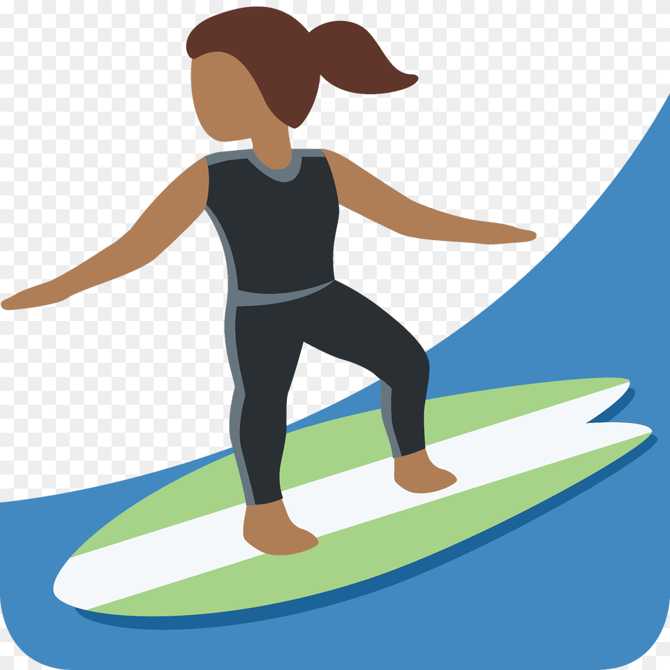 Woman Surfing Emoji Clipart, Leisure Activities, Nature, Outdoors, Sea Free Png