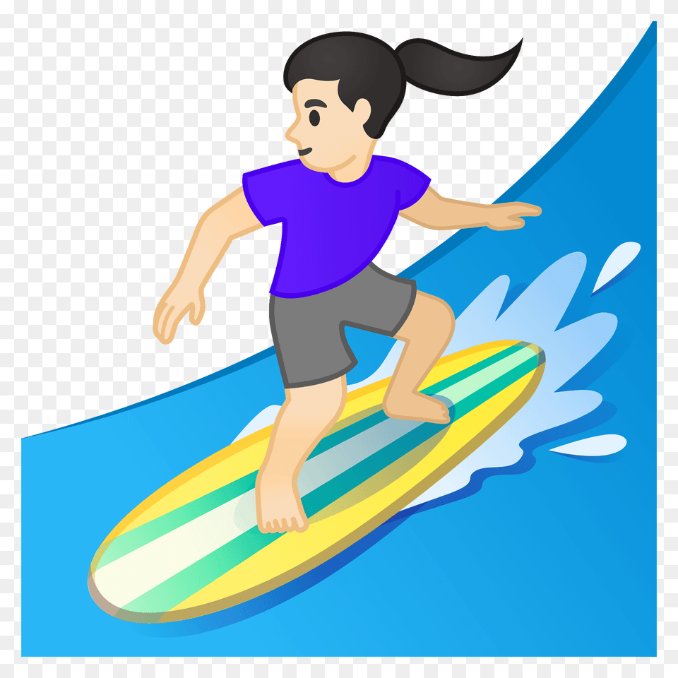 Woman Surfing Emoji Clipart, Water, Sport, Leisure Activities, Nature Free Png Download