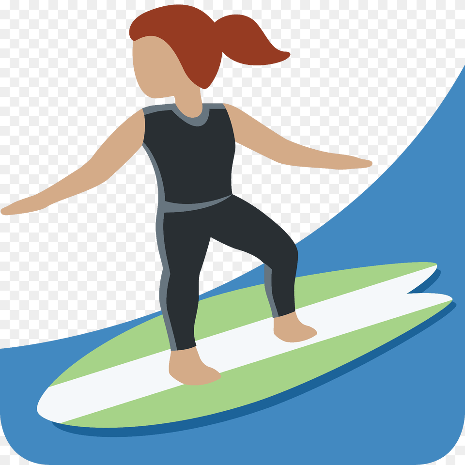 Woman Surfing Emoji Clipart, Leisure Activities, Nature, Outdoors, Sea Free Png Download