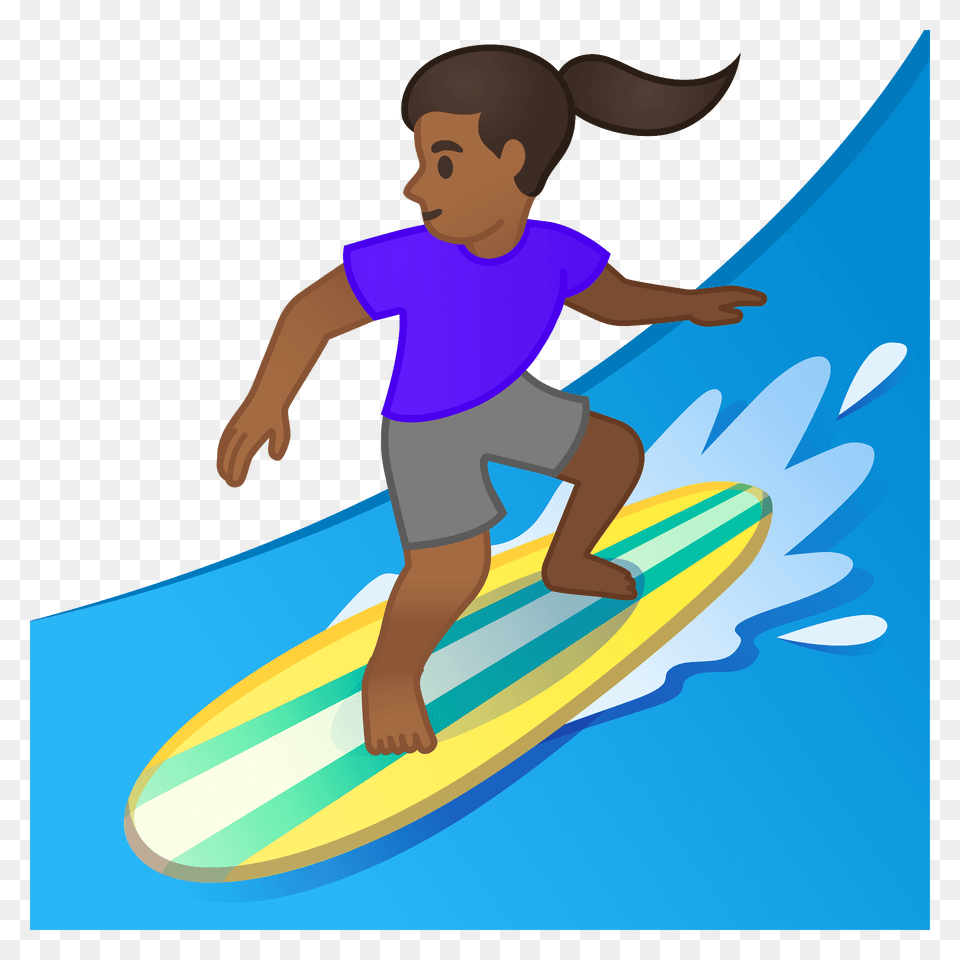 Woman Surfing Emoji Clipart, Water, Sport, Leisure Activities, Nature Png Image