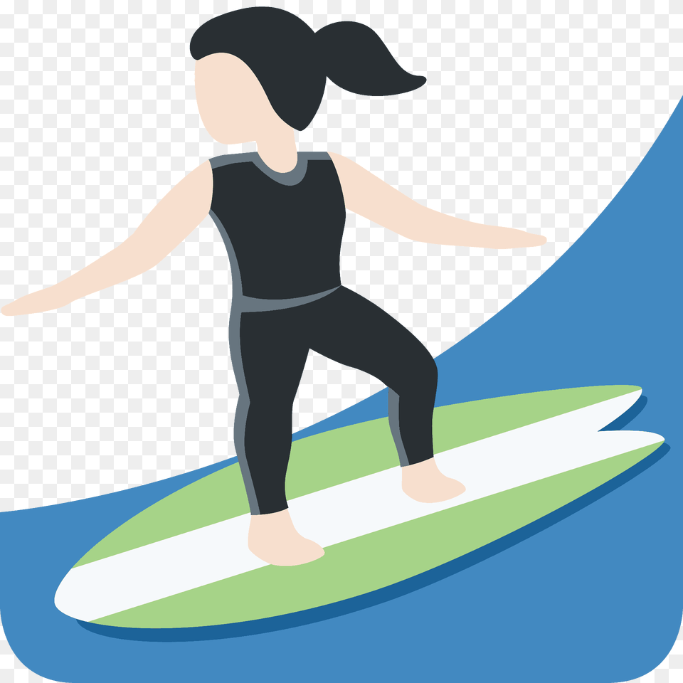 Woman Surfing Emoji Clipart, Sea, Water, Sport, Leisure Activities Free Transparent Png