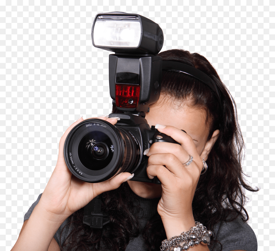 Woman Taking Photo With A Digital Camera Pngpix Dslr Camera With Flash, Photography, Person, Female, Adult Png Image