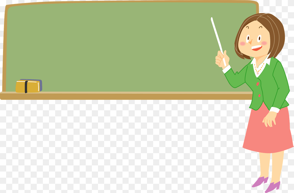 Woman Teacher Teaching A Lesson, Baton, Stick, Blackboard, Person Png Image