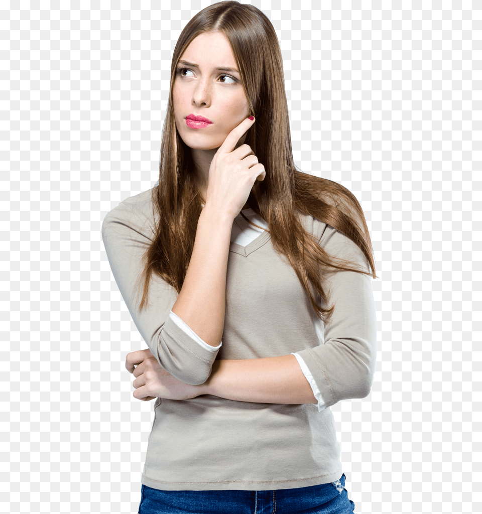 Woman Thinking, Blouse, Sleeve, Clothing, Long Sleeve Free Png