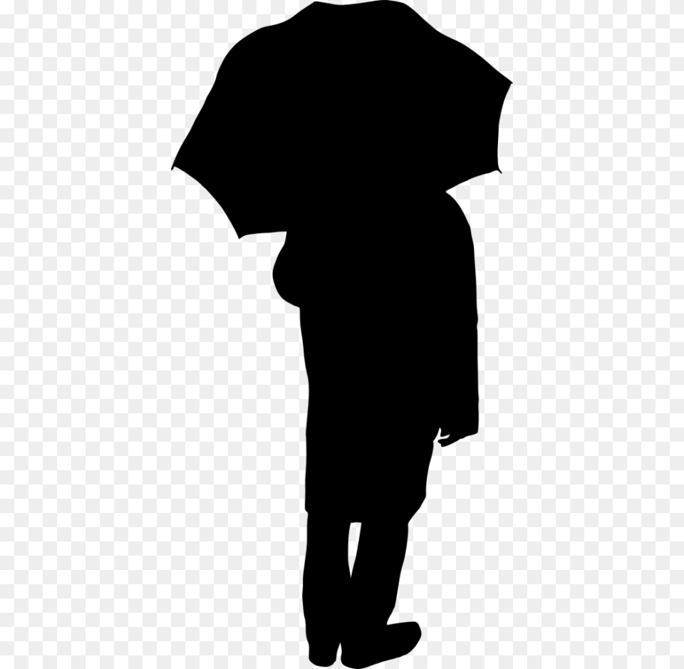 Woman Umbrella Silhouette Silhouette Silhouette, Gray Png