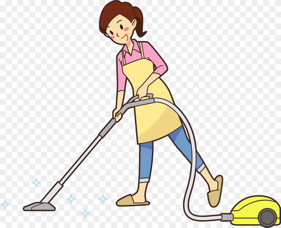 Woman Using A Vacuum Cleaner Clipart, Cleaning, Person, Face, Head Png