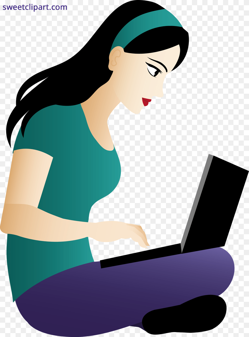 Woman Using Laptop Clipart, Computer, Electronics, Reading, Person Free Png Download