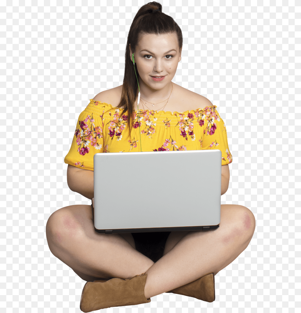 Woman Using Laptop Sitting, Pc, Photography, Female, Person Png