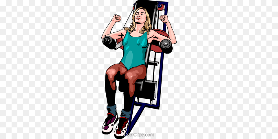 Woman Using Weight Machine Royalty Vector Clip Art, Adult, Female, Person, Working Out Free Transparent Png