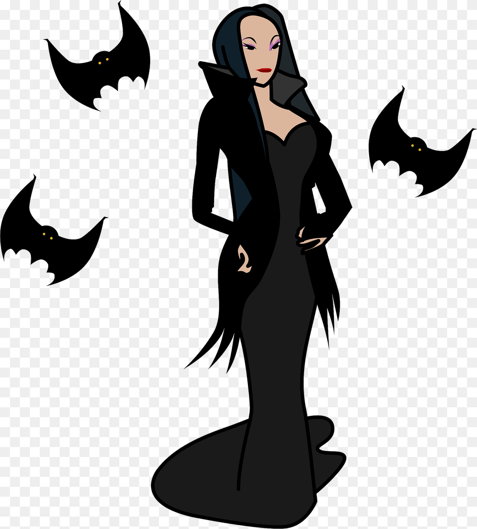 Woman Vampire And Bats Clipart, Adult, Sleeve, Person, Long Sleeve Free Png