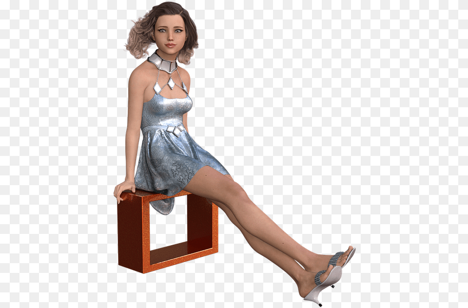 Woman Wait Sit Young Lonely Thinking Rest Hair Sitting, Adult, Shoe, Person, High Heel Free Png