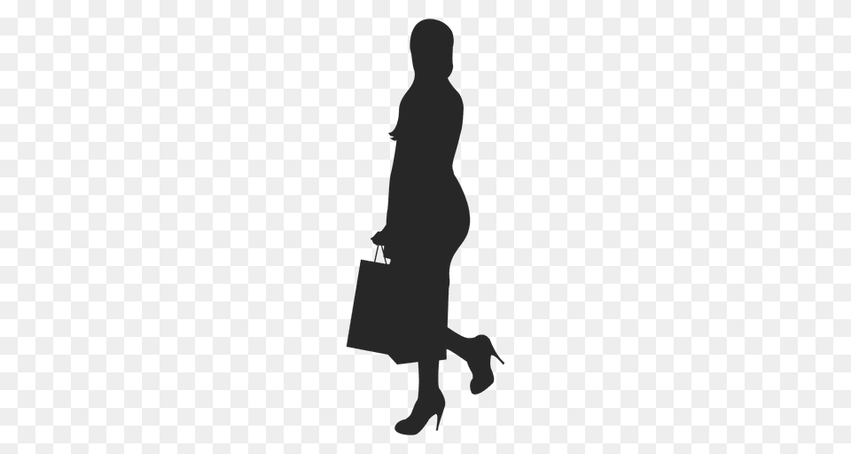 Woman Walking After Shopping, Silhouette, Bag, Person, Clothing Free Png